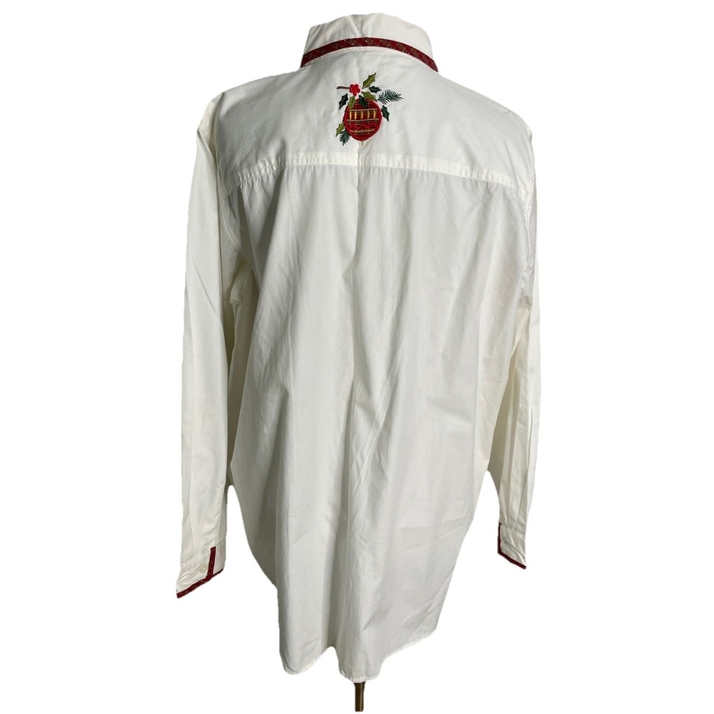 NWT VTG Bobbie Brooks White Appliqué Christmas Holiday Shirt Grandma core 14 - Picture 4 of 7